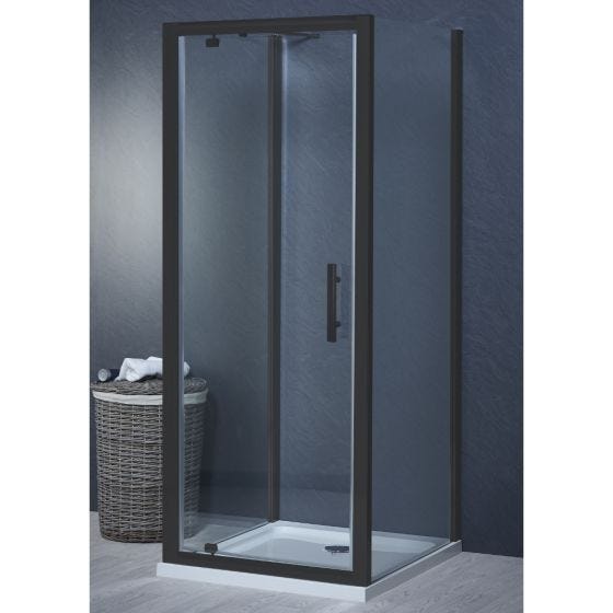 Aqua i 3 Sided Shower Enclosure - 800mm Pivot Door and 900mm Side Panels - Matt Black